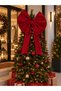 Red Christmas Tree Ornament Fabric Bow 60X80 cm – Large Size Christmas Tree Door Wall and Home Decoration Ornament