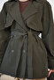 Women's Double-Sided Aler Detailed Lined Short Trench Coat Emerald Green - 7