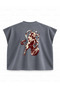 Weight Plate Bull Print Boxy Oversize Sleeveless T-Shirt - Anthracite - 2