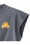 Classic Physics Printed Boxy Oversize Sleeveless Fitness T-Shirt - Anthracite - 4