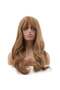 Wavy fiber synthetic wig with bangs - golden caramel light auburn - 2