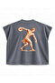 Antik Disk Athlete Printed Boxy Oversize Sleeveless T-Shirt - Anthracite - 2