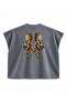 Chrome Claw Printed Boxy Oversize Sleeveless Biker T-Shirt - Anthracite - 2