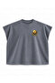 Raund Bell Printed Boxy Oversize Sleeveless T-Shirt - Anthracite