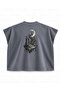 Moon Ladder Printed Gothic Boxy Oversize Sleeveless T-Shirt - Anthracite - 2