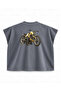Track Ready Printed Boxy Oversize Sleeveless Biker T-Shirt - Anthracite - 2