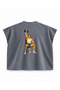 Classic Shoulder Training Printed Boxy Oversize Sleeveless Fitness T-Shirt - Anthracite - 2