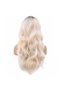 Wavy long shaggy fiber synthetic wig - ash brown ombre with pearl blonde and white platinum highlights - 5