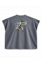Shadow Boxing Printed Boxy Oversize Sleeveless T-Shirt - Anthracite - 2
