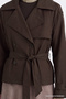 Short Brown Trench Coat with Shoulder Epaulettes 14265 - 4