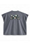Classic Silhouette Printed Boxy Oversize Sleeveless Biker T-Shirt - Anthracite - 2