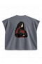 Naruto Madara Uchiha Armored Posture Printed Boxy Oversize Sleeveless T-Shirt - Anthracite - 2