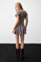 Lowed women's elastic waist plaid mini flared brown-plaid skirt - 6