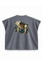 Sports Bag Printed Boxy Oversize Sleeveless Fitness T-Shirt - Anthracite - 2