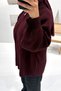 Zippered Oversize Knitwear Cardigan - Plum - 5