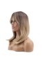 Straight short bob fiber synthetic wig - auburn/ ash beige blonde ombre with highlights - 4