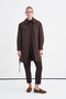 Belted Patterned Long Brown Jacket 0206 - 7