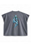 Jojo Jolyne Cujoh Stone Free Punch Printed Boxy Oversize Sleeveless T-Shirt - Anthracite - 2