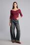 Slim Fit Wrap Collar Ribbed Long Sleeve T-Shirt G7805Ax26Au - 2