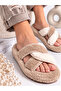 Women's Plush House Slippers with Cross Straps, Open Toe, Thick Sole, Winter Comfortable House Slippers, Dowry Slippers Stc1349 - 4