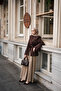 Women's Hakim Collar Gold Button Detail Asymmetrical Jacket Brown - 2