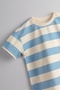 100% Cotton Knitted Fabric Baby and Kids T-Shirt (Blue Stripes) - 3
