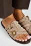 Miyan Women's Genuine Leather Caged Buckle Mink Slippers - 4