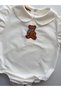 Handmade 100% Cotton Poplin Fabric Sweet Teddy Bear Embroidered Baby Girl Shirt - 2