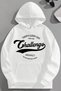 Unisex 3 Thread Cotton White Challenge Loose Fit Sweatshirt Hoodie