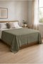 100% Cotton Woven Pique Double Size 200X230 Checkered Patterned Fringed Pique Bedspread - 3