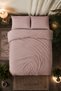 Plain Aura Powder 100% Cotton Poplin Double Duvet Cover Set - 4