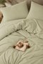 Plain Aura Olive Green 100% Cotton Poplin Double Duvet Cover Set - 5