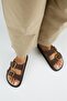 Sevalli 2 Women's Leather Genuine Leather Double Buckle Brown Slippers - 8
