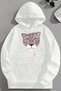 Unisex 3 Thread Cotton White Vintagestyle Print Loose Fit Sweatshirt Hoodie