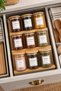 Nivola – 9-Piece Borosilicate Spice Rack Set with Bamboo Lid and Drawer Organizer Stand Small