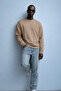 Men's Embroidered Shiny Caramel Sweatshirt - 3