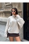 Women's Stone Turtleneck Oversize Bat Sleeve Sweater - 4