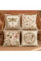 Vintage Floral and Dragonfly Patterned Set of 4 Decorative Throw Pillow Covers – Double-Sided, Cream Green - 2