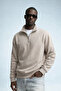 Men's Winter Knitted Collar Cream Sweatshirt - 2