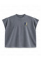 Attack on Titan Mikasa Ackerman Scarf Panel Printed Boxy Oversize Sleeveless T-Shirt - Anthracite