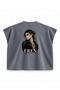 Attack on Titan Eren Yeager Determination Printed Boxy Oversize Sleeveless T-Shirt - Anthracite - 2