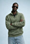 Men's Winter Knitted Collar Green Sweatshirt - 2