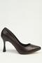 Women's Dark Brown Leather Look Pointed Toe Thin Heel Stiletto Shoes Pc-56069