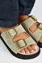 Sevalli 2 Women's Leather Genuine Leather Double Buckle Water Green Slippers - 3