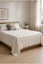 100% Cotton Woven Pique Double Size 200X230 Checkered Patterned Fringed Pique Bedspread - 3