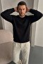 Men's Loose Textured Flare Black Sweatshirt - 6
