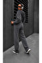 Women's Sporty Stylish Zippered Three-Thread Non-Printed Fabric Top and Bottom Tracksuit Set 0057 - 4