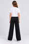 Girl's Wide Leg Loose-Fit Sweatpants with Lace Stripes on the Sides - 3