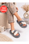 Women's Plush House Slippers with Cross Straps, Open Toe, Thick Sole, Winter Comfortable House Slippers, Dowry Slippers Stc1349
