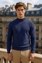 Men's Casual Daily Basic Navy Blue Sweater - 3